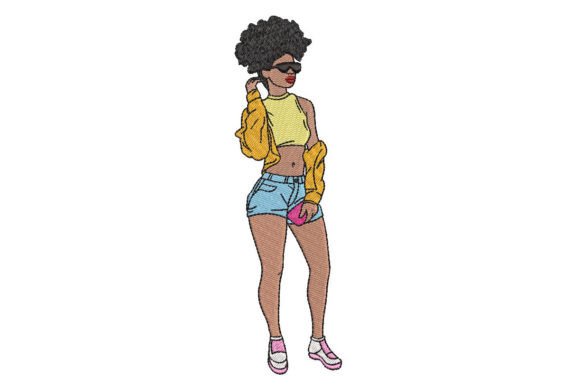 African Fashion Girl: A Charming Embroidery Design