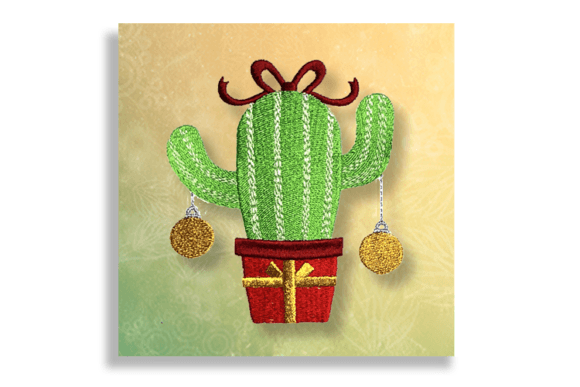 Christmas Cactus Gift: A Festive Embroidery Design