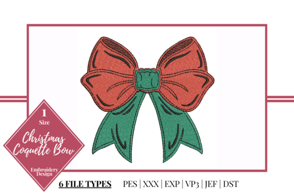 Christmas Coquette Bow: A Stylish Embroidery Accent