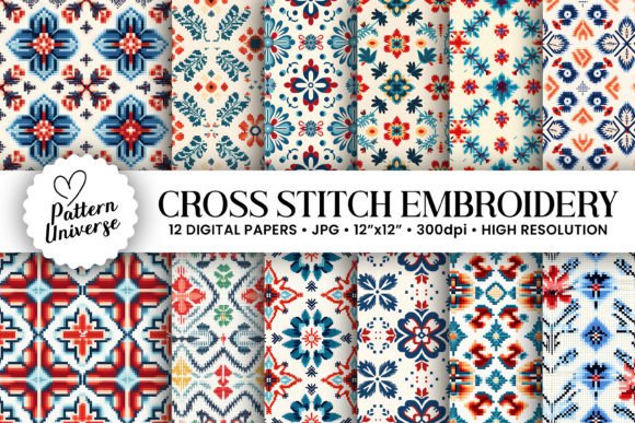 Cross Stitch Embroidery Digital Papers: A Festive Review