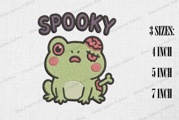Cute Zombie Frog: A Halloween Embroidery Gem