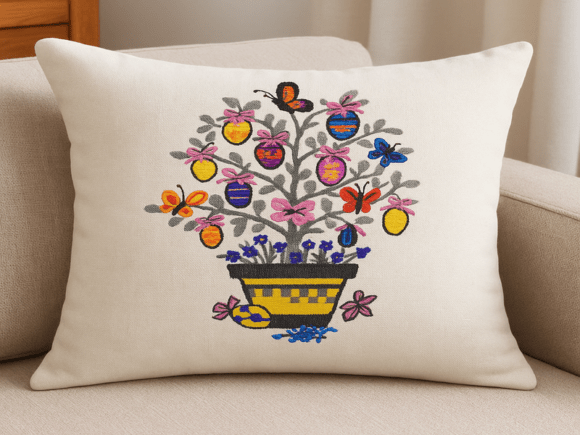 Easter Egg Tree: A Charming Embroidery Design