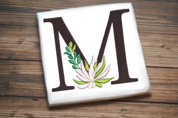 Elegant M Letter Decorative Greenery Monogram