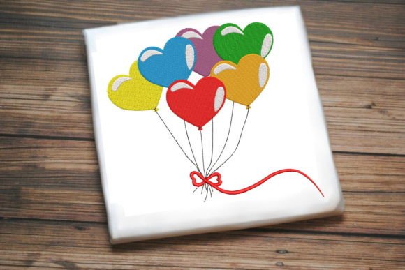 Heart Rainbow Balloons: A Charming Embroidery Design