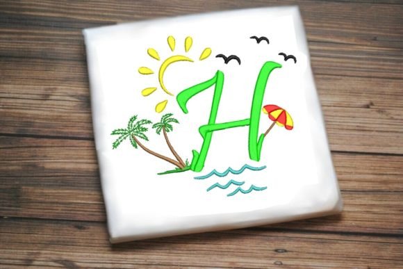 Welcome Summer, Alphabet Letter H Embroidery